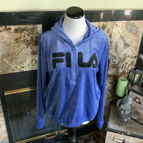 FILA 3/4 zip Bomb Blue Hoodie - Picture 2 of 12